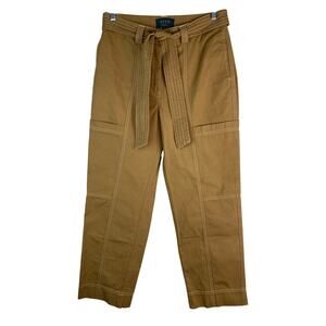 Wyse London Women's Size 1 Tan Belted High Rise Cargo Wide Leg Ankle Pants